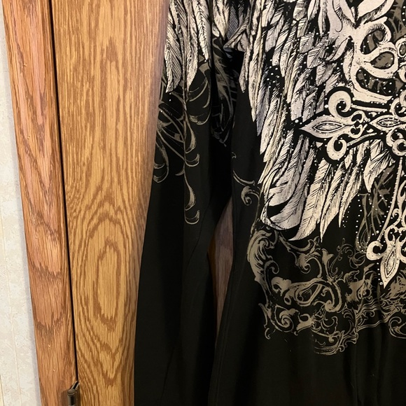 Los Angeles Bus Stop Black Angel Wing Graphic Top long sleeve Women’s XL - Picture 5 of 5